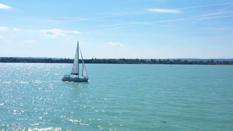 drone footage from a sailing boat at lake balaton, hungary recorded with a dji mavic 2 pro uhd 4k 30 fps