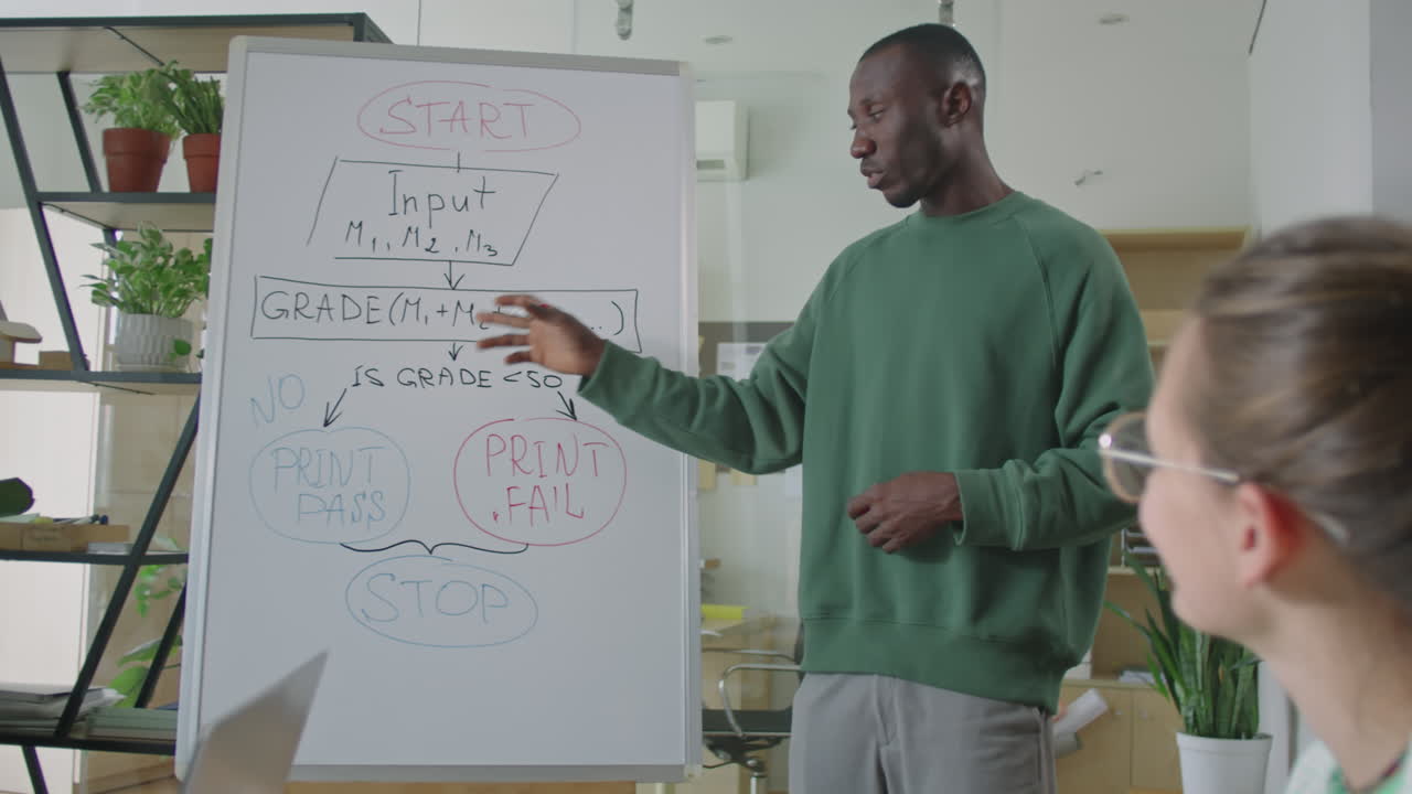 Team Leader Giving Presentation on Office Meeting