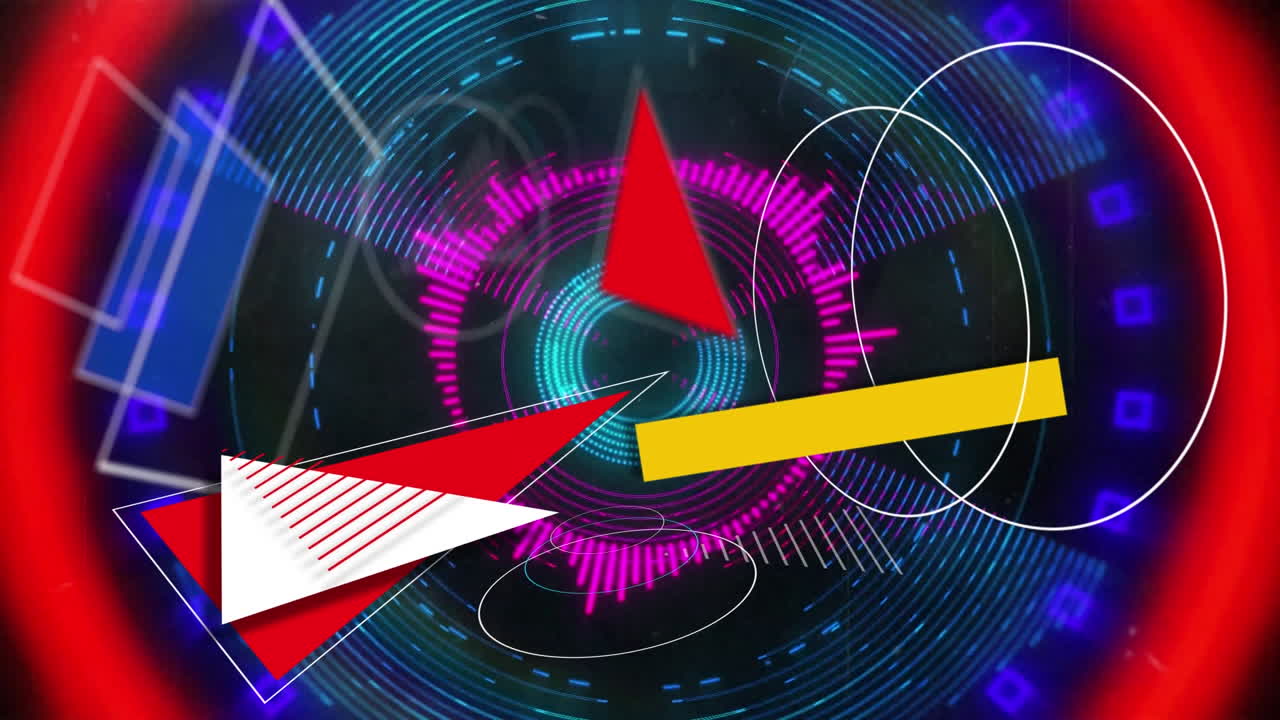 animazione di motivi e forme al neon su sfondo scuro