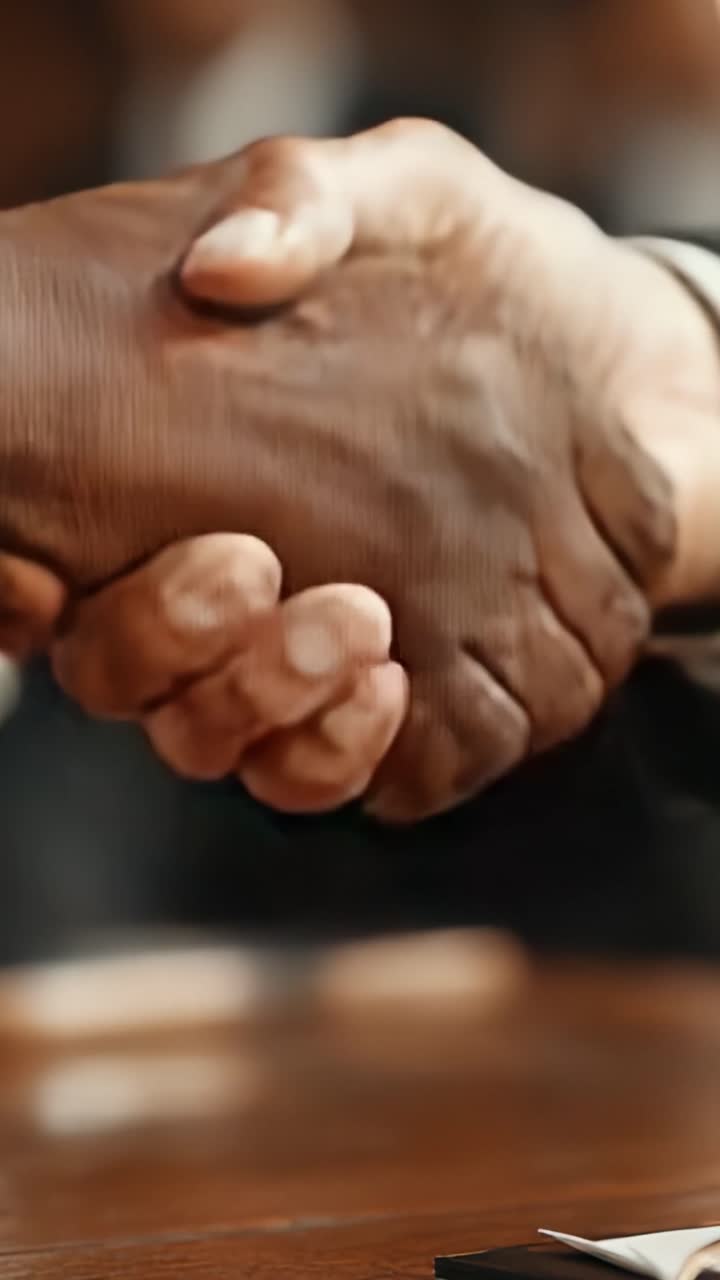 A Powerful Moment of Unity: Two Hands Shaking in a Display of Mutual Respect and Collaboration, Symbolizing Agreement and Partnership in Professional Settings