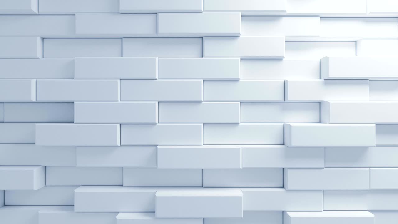 hermosos ladrillos blancos moviéndose en la pared en animación 3d sin costuras. fondo de diseño de movimiento abstracto. proceso generado por computadora. 4k uhd 3840x2160.