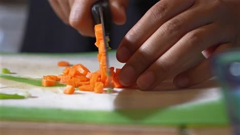 Chopping-carrots-for-a-homemade-recipe---slow-motion-isolated