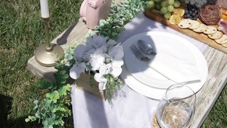 outdoor picnic set up for lunch