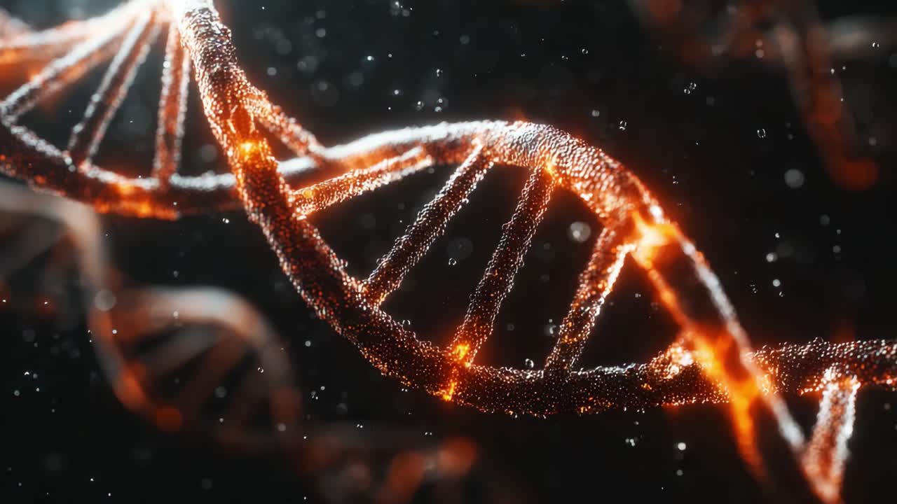 Una sbalorditiva rappresentazione visiva di filamenti di DNA con dettagli intricati, che illustra le complessità delle strutture genetiche e delle molecole in un contesto scientifico