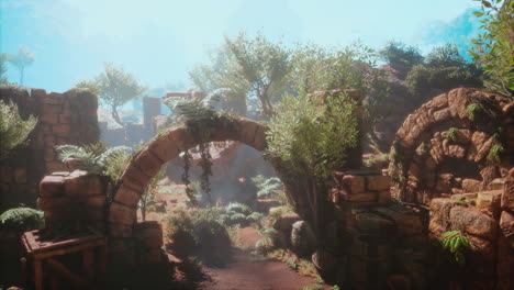 ruinas cerca de piedras rocosas rojas
