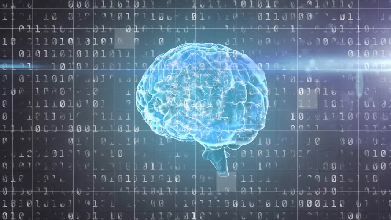 Animation of binary coding and human brain