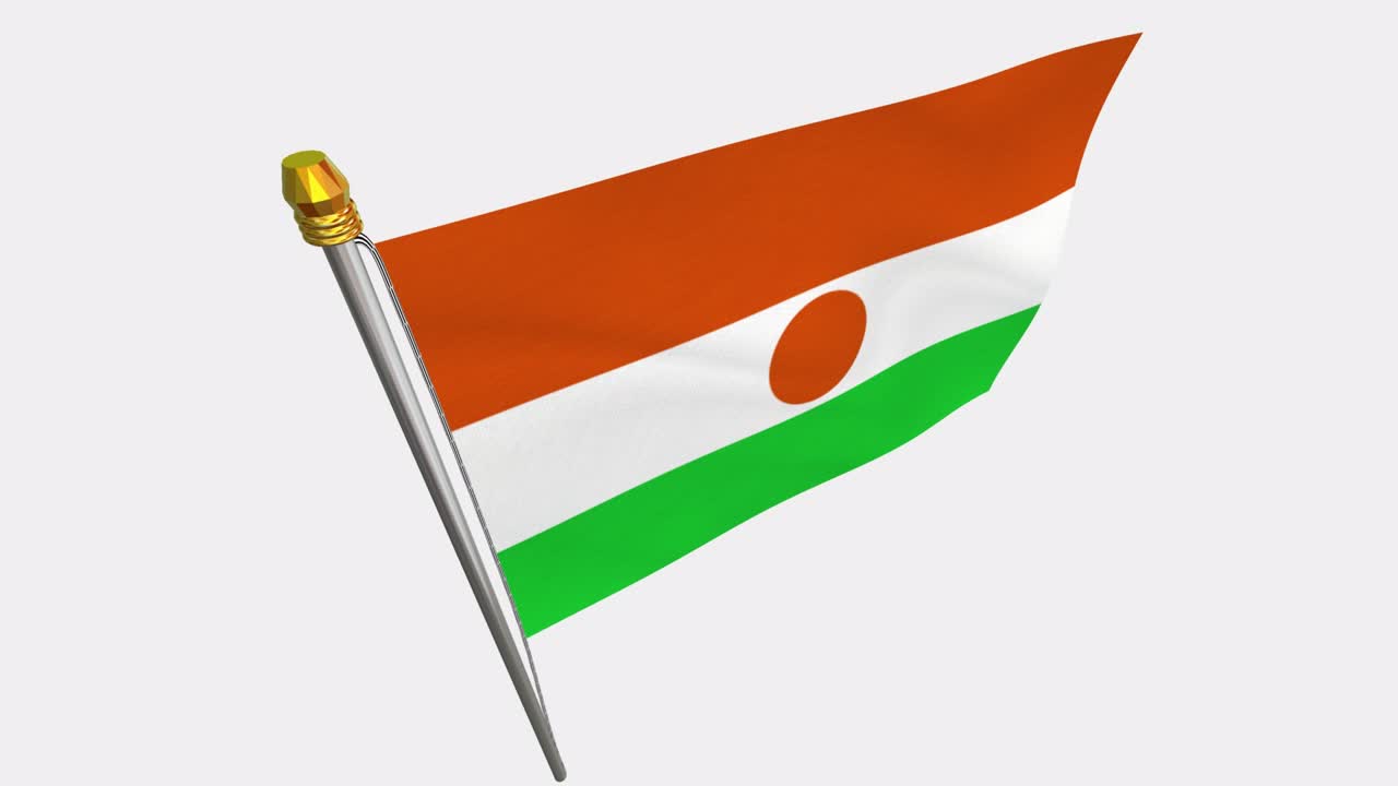 Loop video of Niger flag  fluttering in the wind, slow motion video of 4k , With Alpha channel