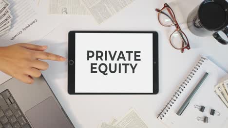 private equity displaying on a tablet screen