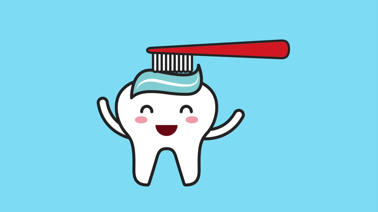 diente feliz con cepillo y pasta de dientes higiene dental