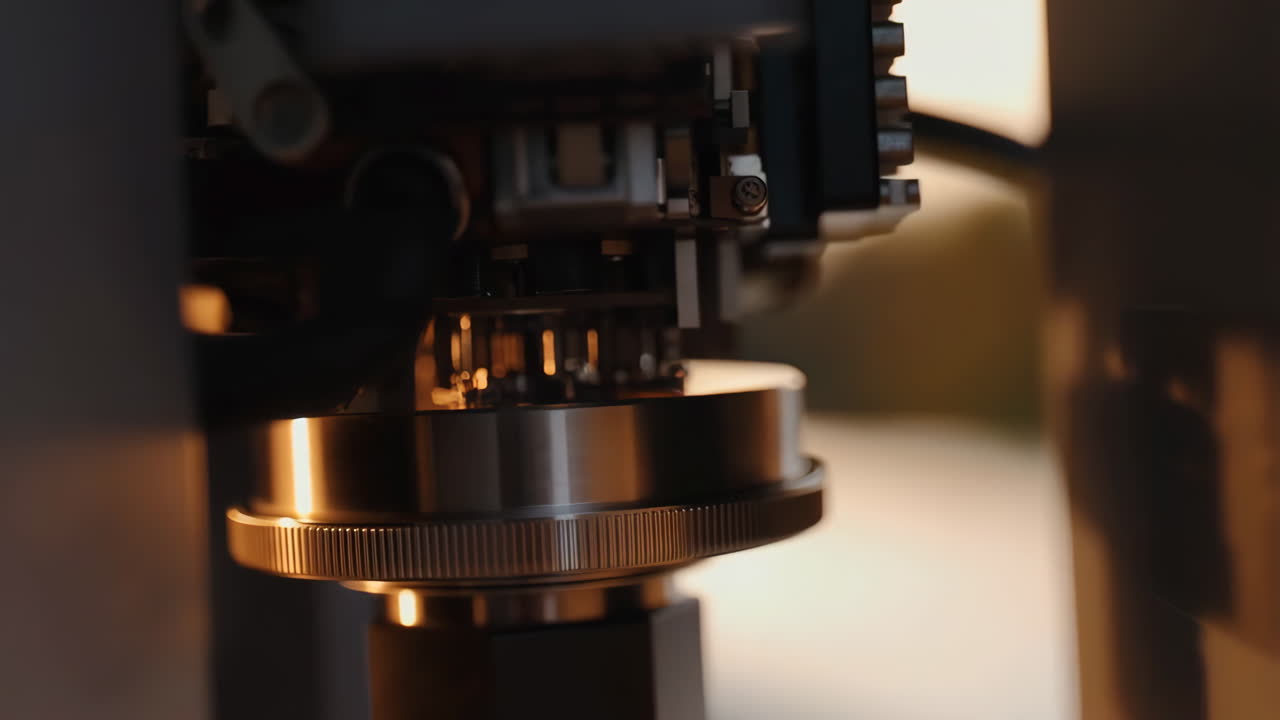 Close-up of Industrial Machinery with Warm Lighting