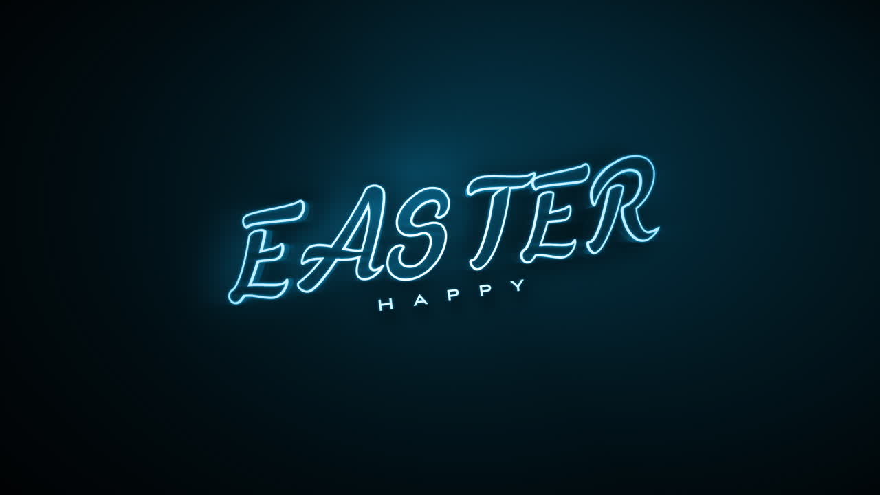 Monochrome Happy Easter on blue gradient