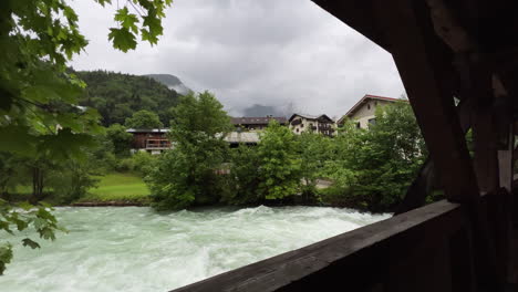 Wooden-Bridge-Accross-A-River-|-Berchtesgaden,-Germany