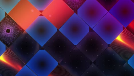 fondo abstracto con mosaico colorido con formas planas cambiantes, bucle sin costuras. movimiento. superficie móvil con filas de cuadrados