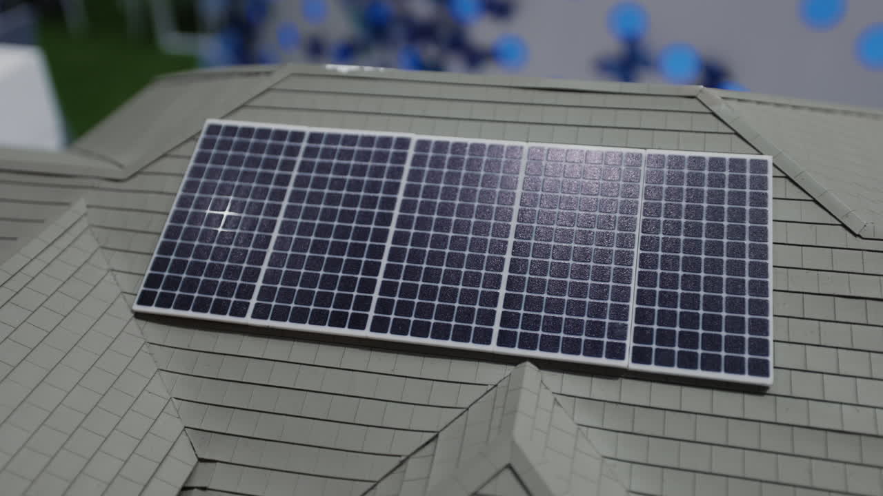 Solar Panel on a Model House Roof