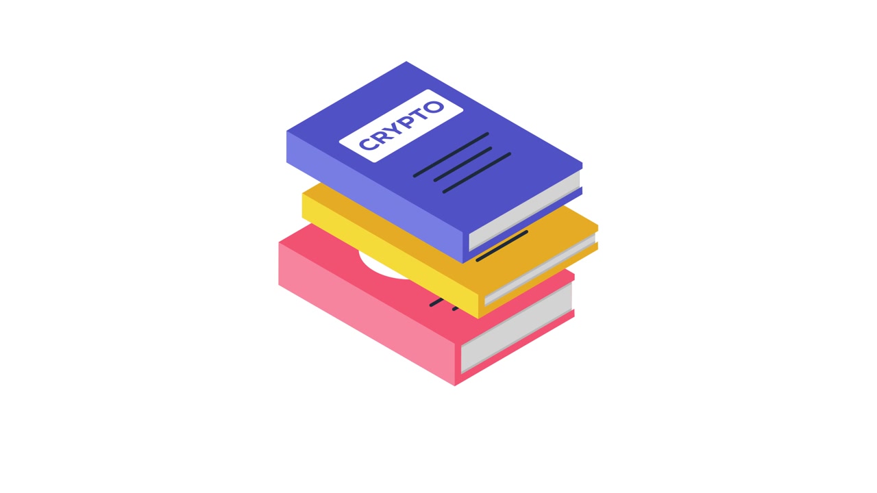 Animated Stack of Books About Cryptocurrency