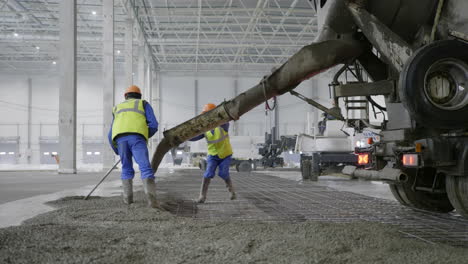 concrete pouring in a warehouse