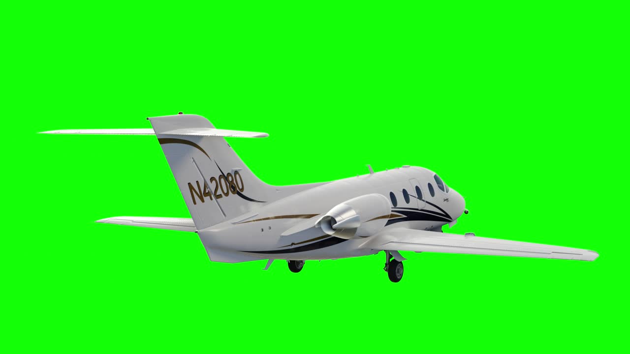 경비행기 - 개인 제트기 - 알파 매트가 있는 녹색 화면의 넷제트