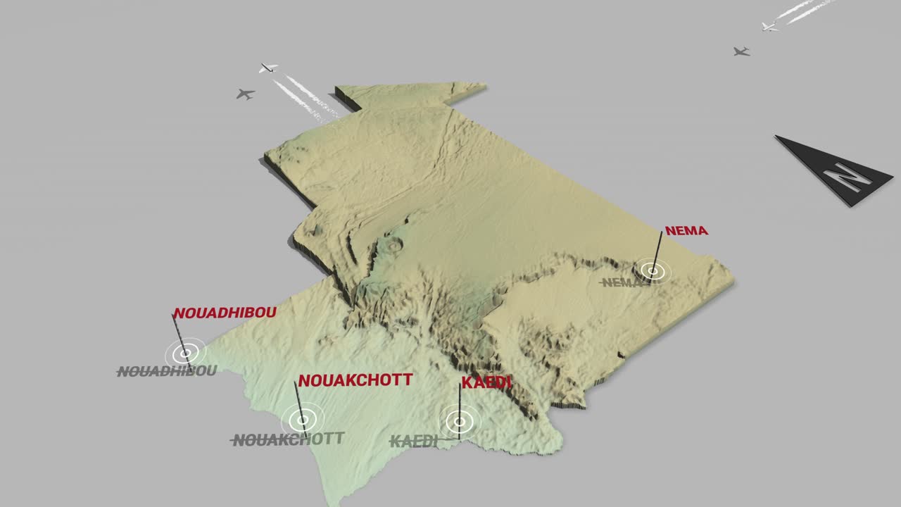 3d 지형 지도 모리타니아