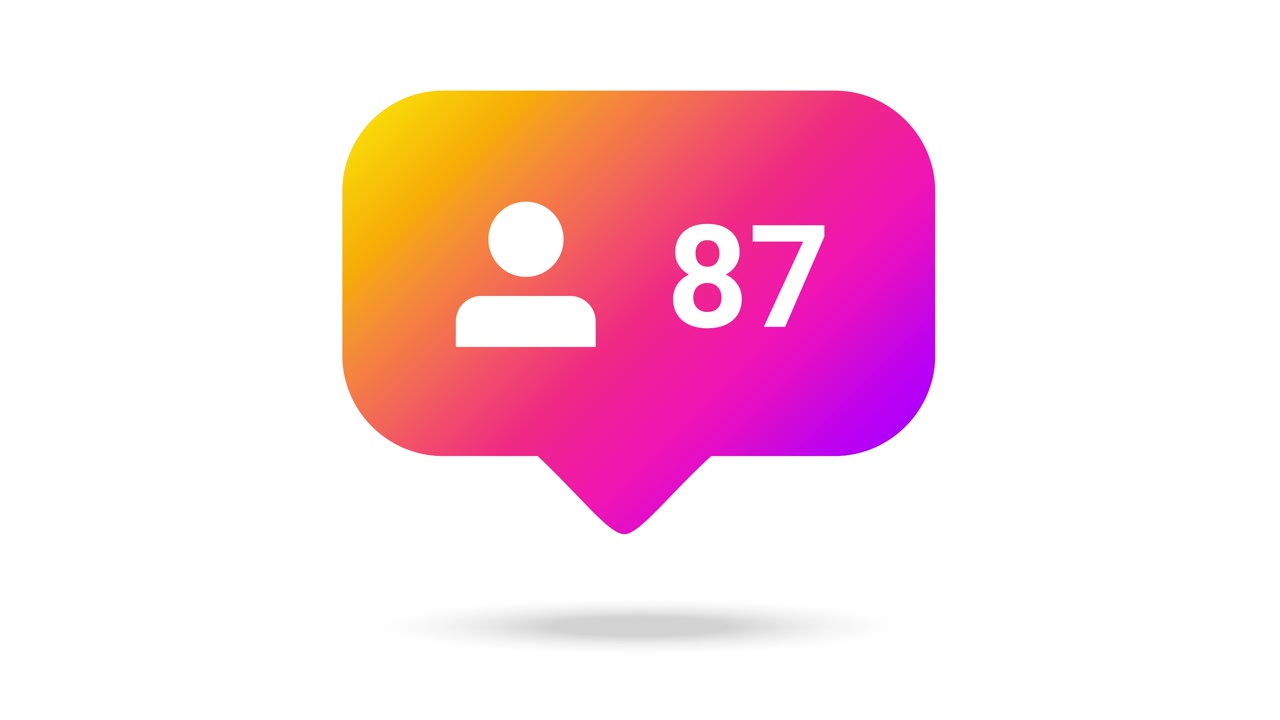 Notifica del numero di follower con un contatore dinamico in aumento su uno sfondo bianco pulito e professionale