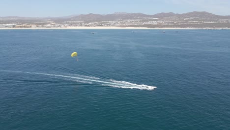 空中: 遊客在夏季假期在海岸附近乘坐降落<unk>