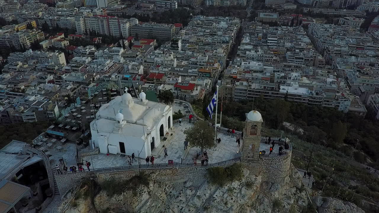 Vista aerea del Monte Licabetto ad Atene, Grecia