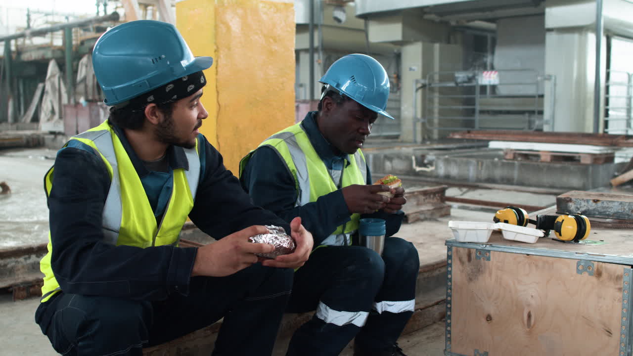 Workers in lunch break