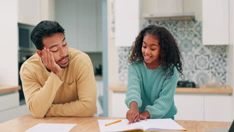 Education,-tired-dad-and-excited-daughter