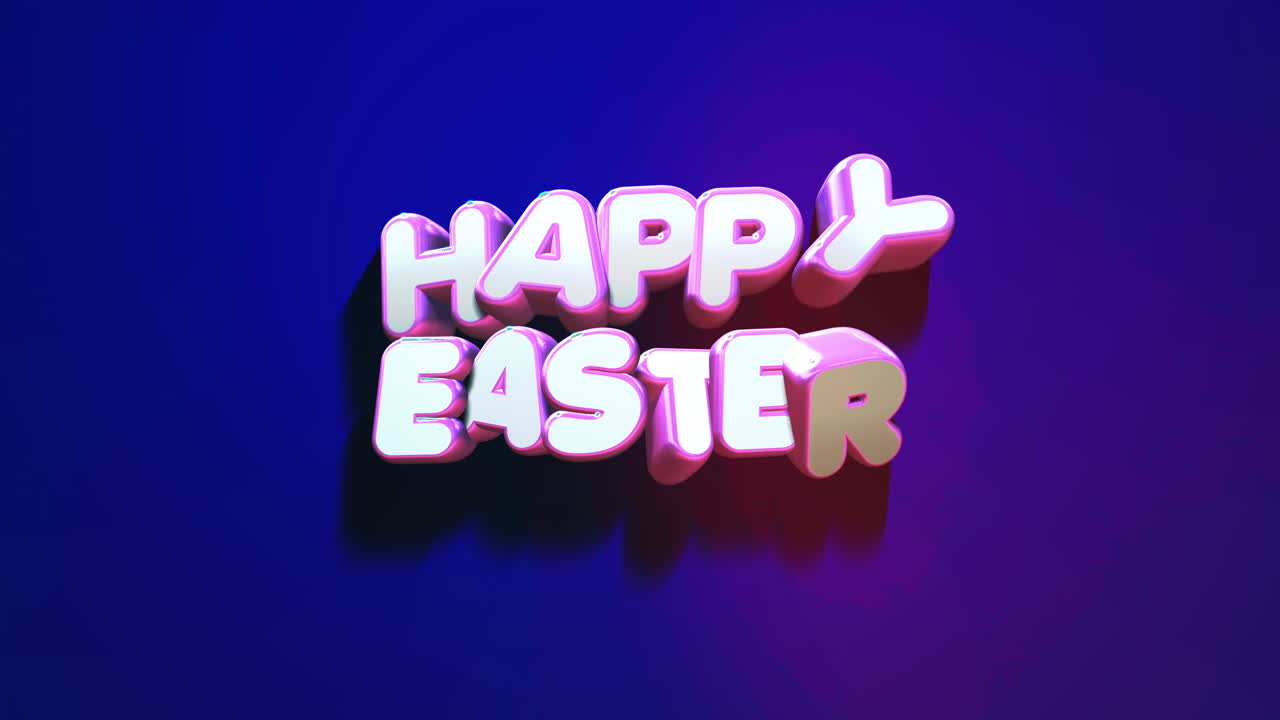 Testo Buona Pasqua in stile cartone animato su sfumatura blu