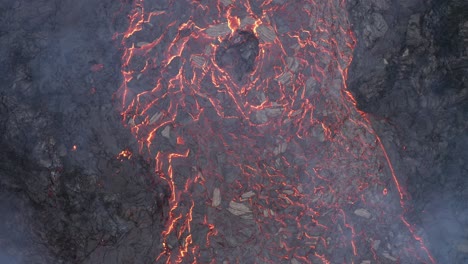 Lava-River-Flow,-Emerge-In-A-Black-Volcanic-Eruption-Of-Fagradalsfjall,-Reykjanes-Peninsula-In-South-Iceland