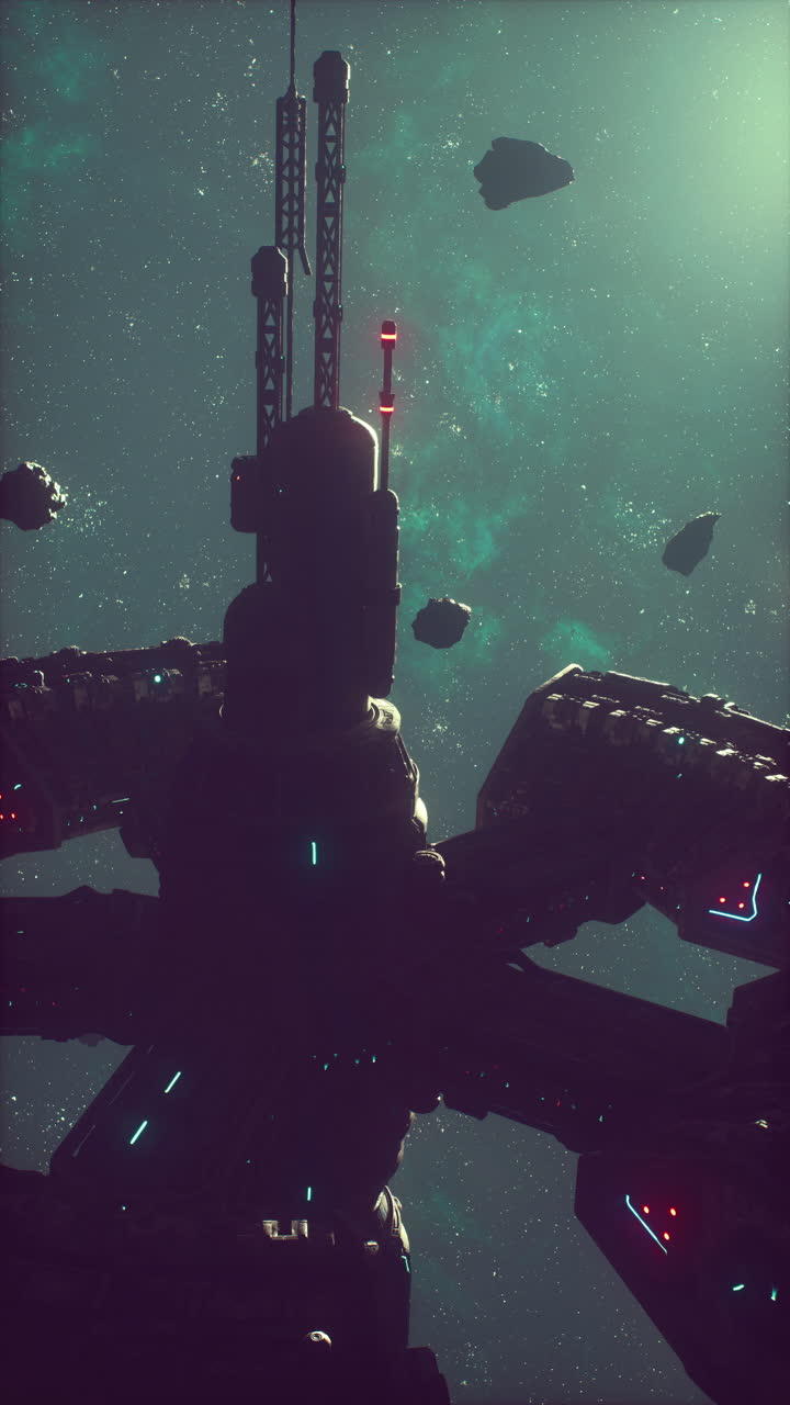 estación espacial futurista en el espacio profundo