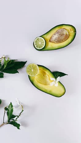 avocado and lime with flowers