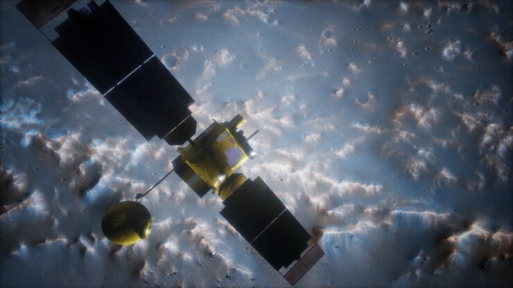 Global Surveyor orbiting Mars planet