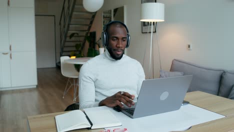 man working from home
