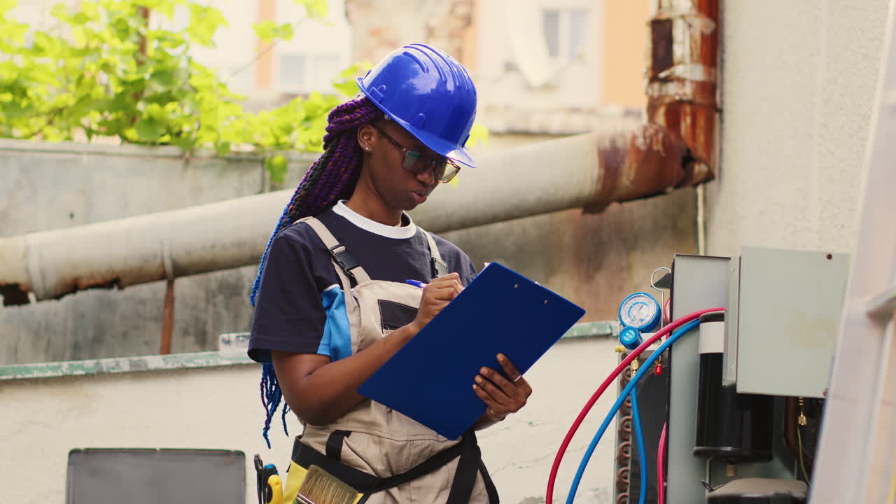 Electrician fills out warranty contract