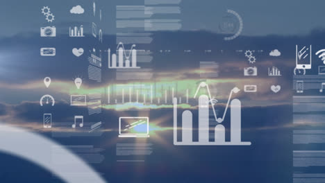 animation of data processing over landscape