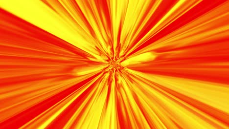 rojo abstracto y amarillo rayos de luz futurista círculo patrón de fondo animación. estilo de color pop art rojo rayas amarillas rayos de haz de llamarada video de movimiento de fondo. cómico telón de fondo de línea abstracta.