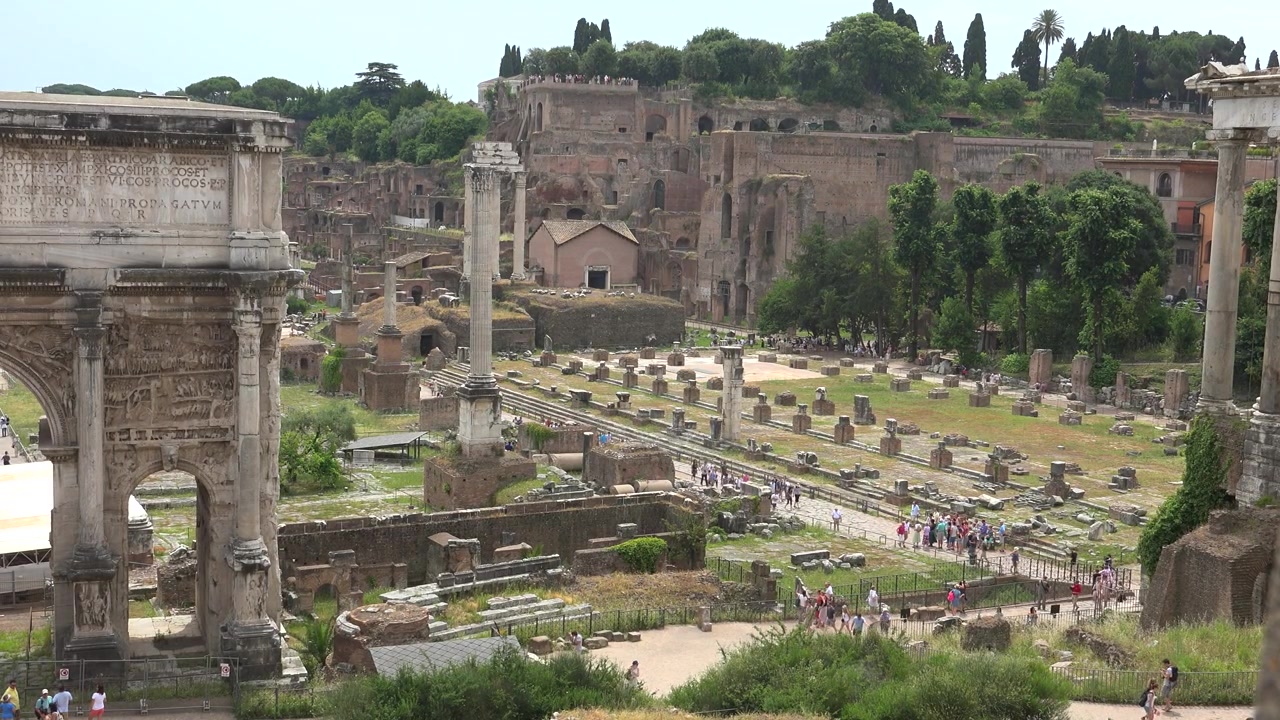 Roma'daki Roma Forumu Harabeleri'nin Panoramik Görünümü