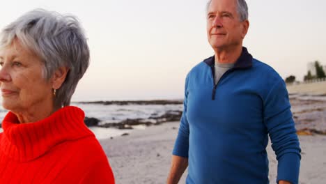 Pareja-Mayor-Caminando-En-La-Playa-4k