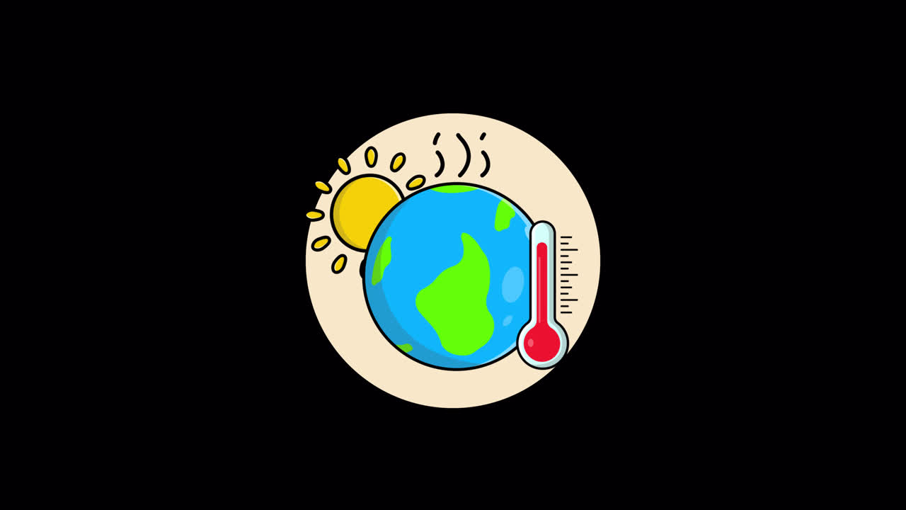Animated Illustration of Global Warming with Rising Thermometer