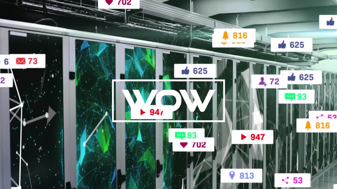 서버  ⁇ 에서 성장하는 와우 텍스트와 숫자의 애니메이션