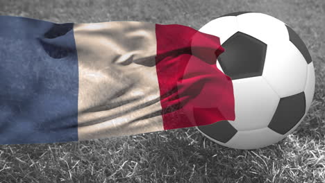 animation of flag of france over football on stadium