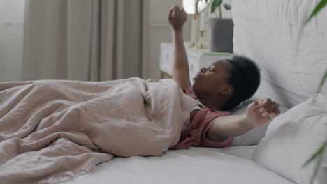 woman waking up in bed