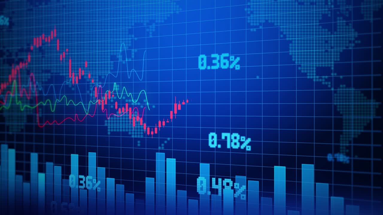 4K 3D stock market, economic graph with diagrams Loop Background ...