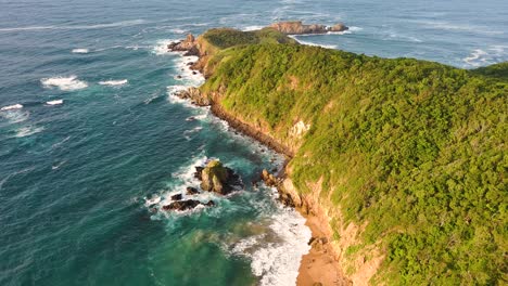 mazunte punta cometa aerial drone above peninsula punta cometa oaxaca mexico sea