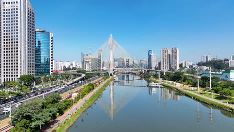 Cable-Bridge-At-Cityscape-Sao-Paulo-Brazil