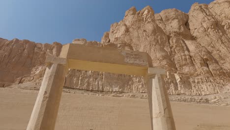 ruins of built structure composing two towers forming entrance at temple of hatshepsut