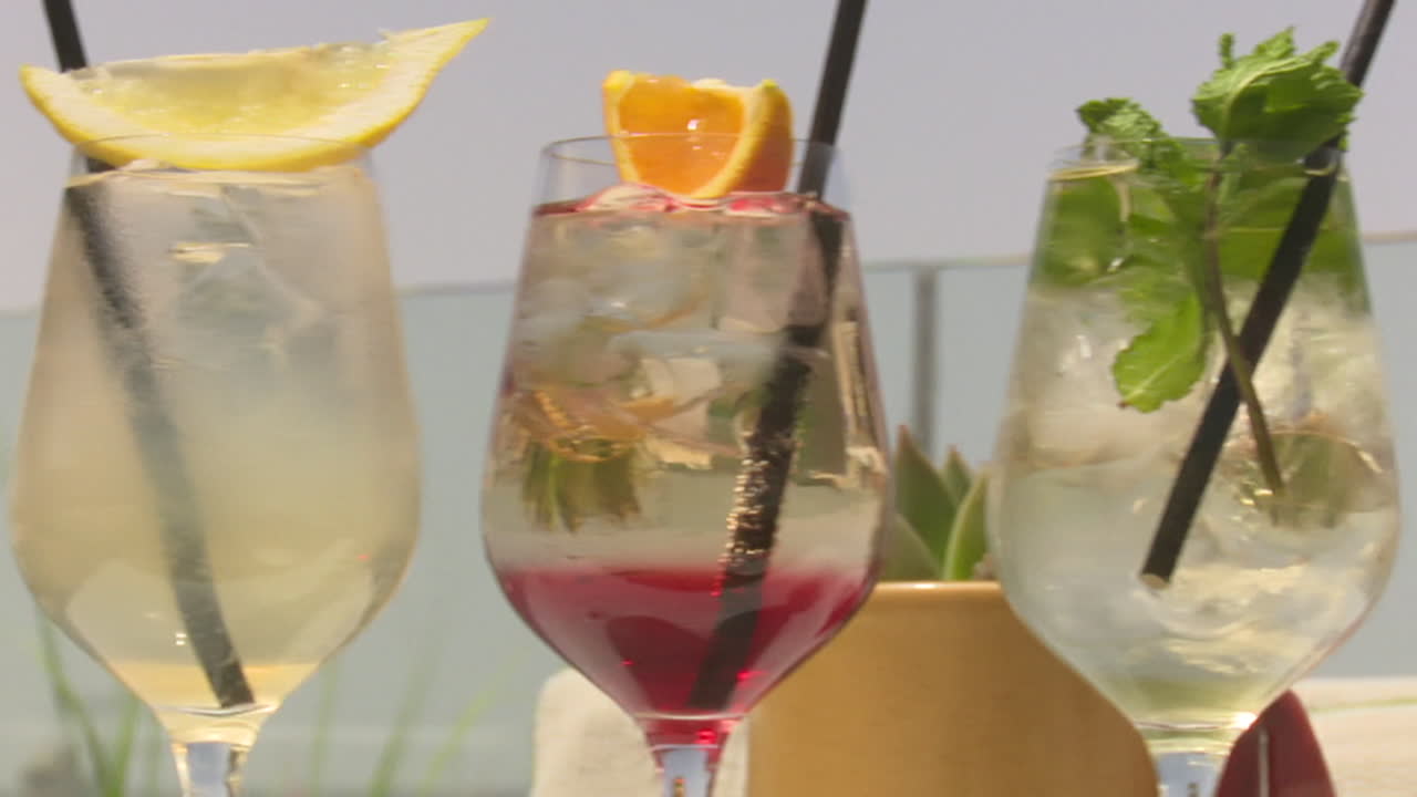 Refreshing Cocktails on a Rooftop Terrace