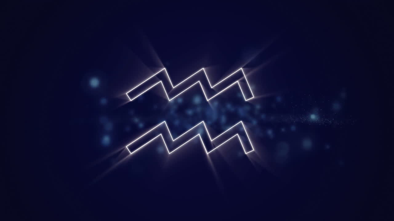 Aquarius zodiac sign on purple