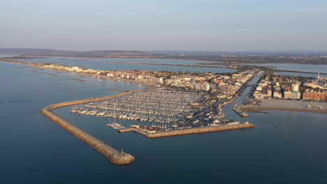 aerial view of the city of palavas-les_flots sunrise marina yacht harbor canal