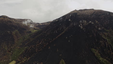 aerial view, destruction by forest fire, el cajas national park, cuenca ecuador.
